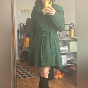 Modcloth Green Hooded Coat